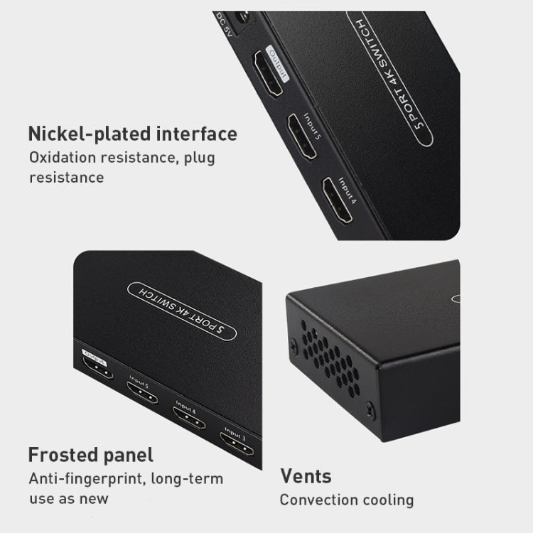 Measy SWH4631 4K 60Hz 3 In 1 Out HDMI Converter Switcher, Plug Type: US Plug (Black) by Measy