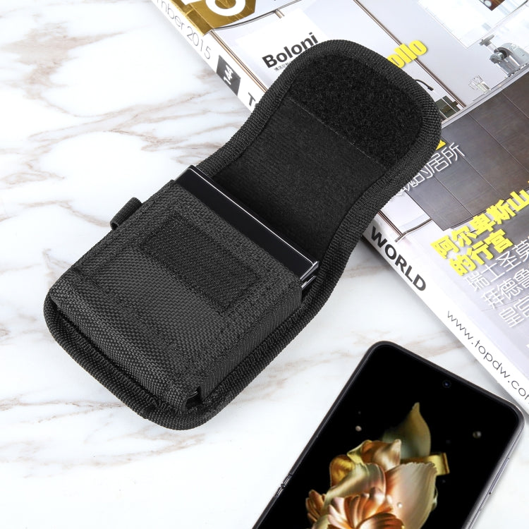 HAWEEL Flip Phone Nylon Cloth Belt Clip Carrying Pouch Bag (Black) - by HAWEEL | Online Shopping UK | buy2fix