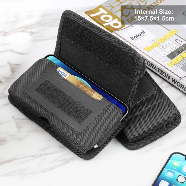 HAWEEL 4.7-6.1 inch Nylon Cloth Phone Belt Clip Horizontal Carrying Pouch with Card Slot (Black) - by HAWEEL | Online Shopping UK | buy2fix
