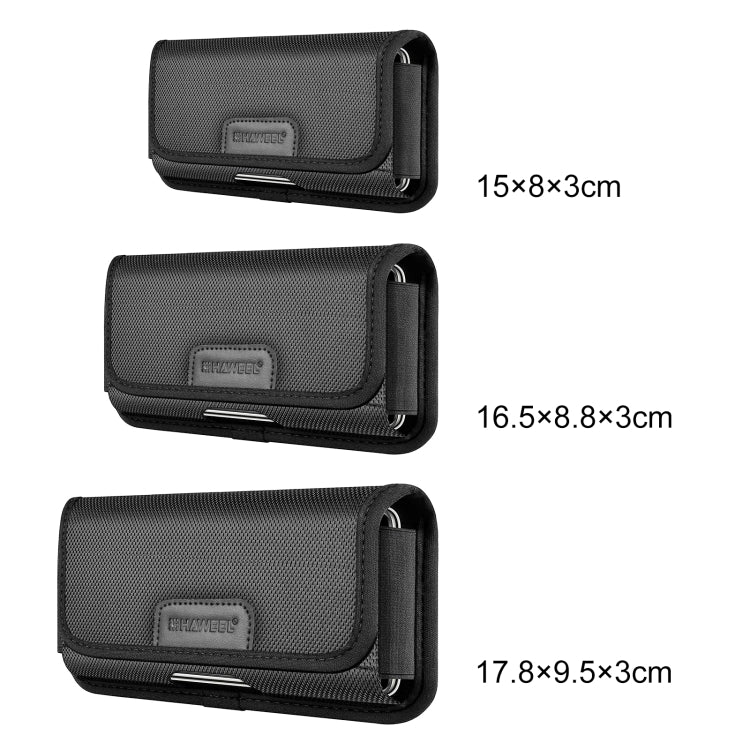 HAWEEL 4.7-6.1 inch Nylon Cloth Phone Belt Clip Horizontal Carrying Pouch with Card Slot (Black) - by HAWEEL | Online Shopping UK | buy2fix