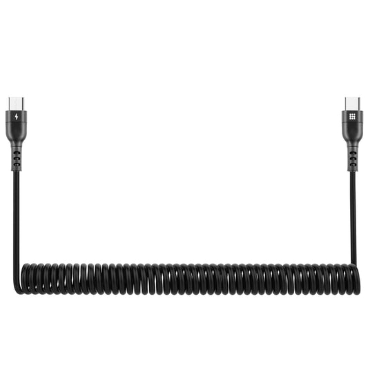 HAWEEL 2m 5A USB-C / Type-C to USB-C / Type-C Retractable Coiled PD Fast Charging Cable by HAWEEL