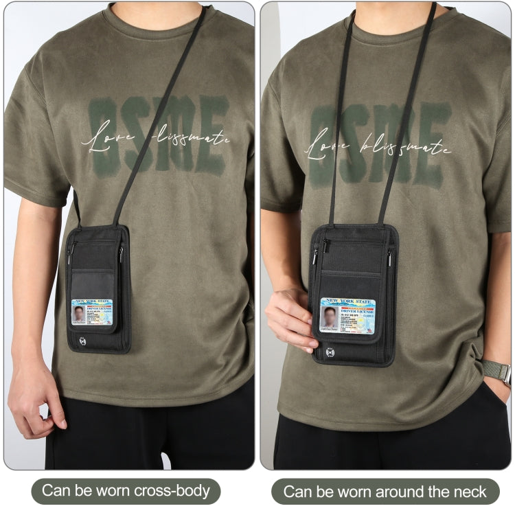 HAWEEL Neck Passport Wallet Bag Document Organizer Credit Cards Case Bag (Black) by HAWEEL