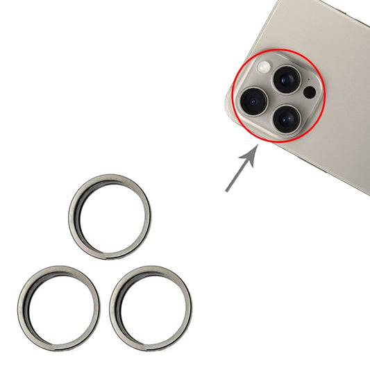 For iPhone 15 Pro / 15 Pro Max 3pcs/set Rear Camera Glass Lens Metal Outside Protector Hoop Ring (Gold) by buy2fix