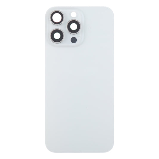 For iPhone 15 Pro Max Glass Battery Back Cover with Camera Lens Cover(White) - Back Cover by buy2fix | Online Shopping UK | buy2fix