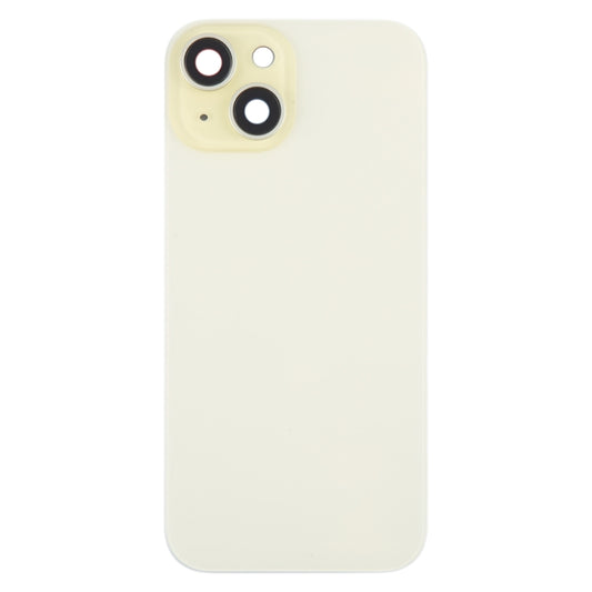 For iPhone 15 Battery Back Cover with Camera Lens Cover + MagSafe Magnet(Yellow) by buy2fix