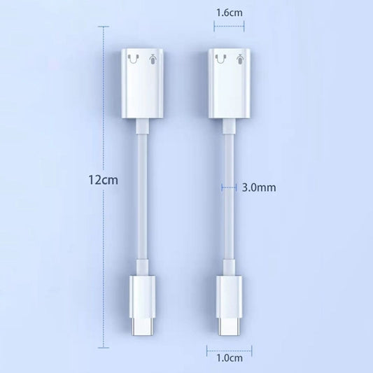 USB-C / Type-C to 8 Pin Audio Adapter Cable for iPhone 15 and Above Series (White) by buy2fix