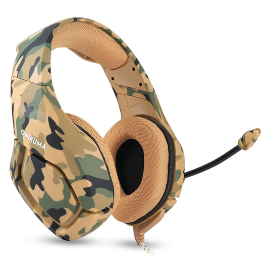 ONIKUMA K1-B Deep Bass Noise Canceling Camouflage Gaming Headphone with Microphone(Yellow) by ONIKUMA