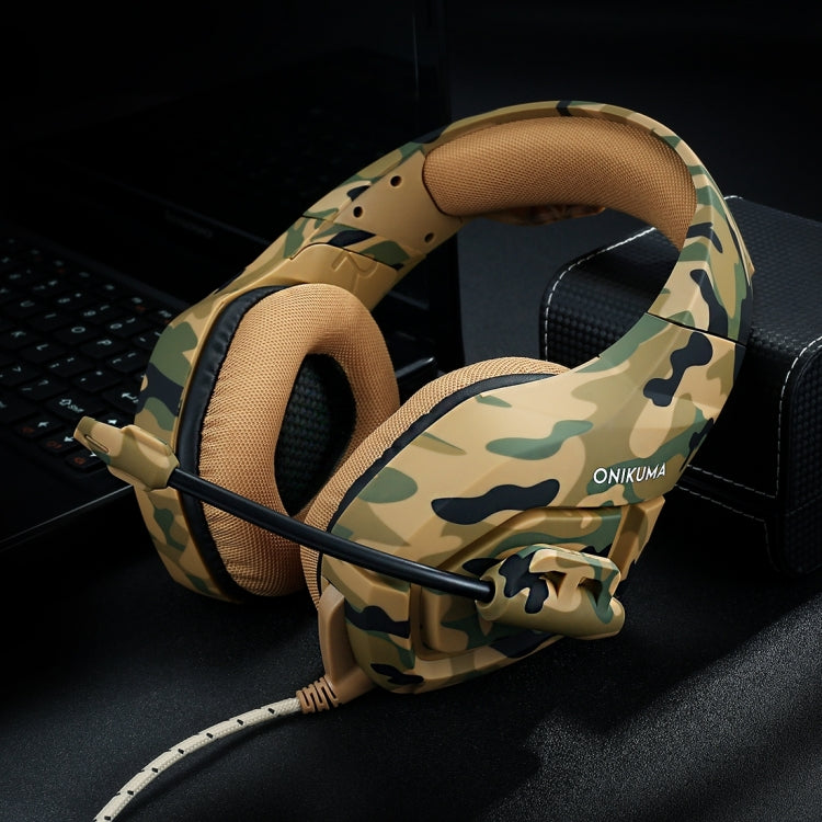 ONIKUMA K1-B Deep Bass Noise Canceling Camouflage Gaming Headphone with Microphone(Yellow) by ONIKUMA