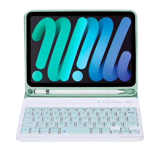 C06B Ultra-thin Candy Colors Bluetooth Keyboard Tablet Case for iPad mini 6 / mini 7 , with Stand & Pen Slot (Green) by buy2fix