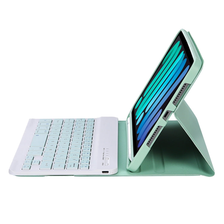 C06B Ultra-thin Candy Colors Bluetooth Keyboard Tablet Case for iPad mini 6 / mini 7 , with Stand & Pen Slot (Green) by buy2fix