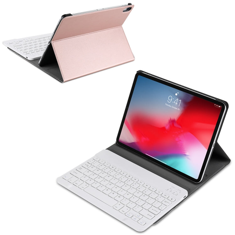 A11 Bluetooth 3.0 Ultra-thin ABS Detachable Bluetooth Keyboard Leather Tablet Case for iPad Air 4 / Air 5 / Pro 11 inch 2022 / 2021 / 2020 / 2018, with Holder (Rose Gold) - For iPad Pro by buy2fix | Online Shopping UK | buy2fix