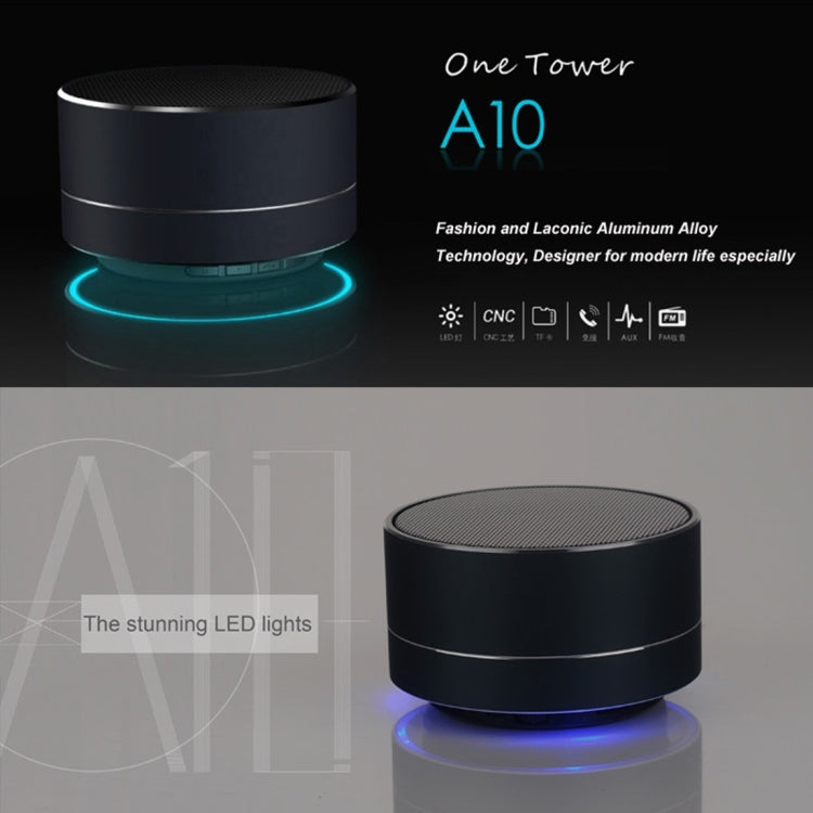 A10 Mini Portable Bluetooth Speaker Built-in MIC & LED, Support Hands-free Calls & TF Card(Gold) - Desktop Speaker by buy2fix | Online Shopping UK | buy2fix