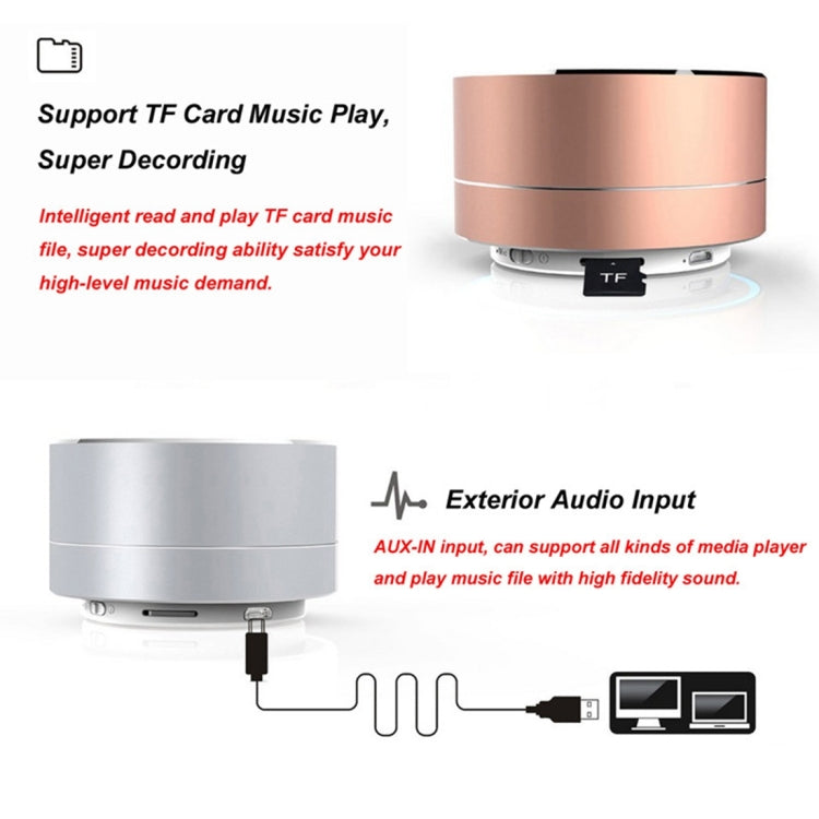 A10 Mini Portable Bluetooth Speaker Built-in MIC & LED, Support Hands-free Calls & TF Card(Silver) - Desktop Speaker by buy2fix | Online Shopping UK | buy2fix