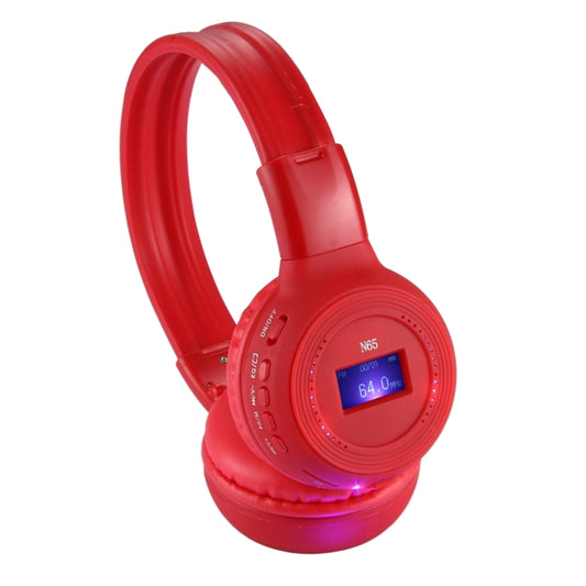 BS-N65 Headband Folding Stereo HiFi Wireless Headphone Headset with LCD Screen & TF Card Slot & LED Indicator Light & FM Function(Red) by buy2fix