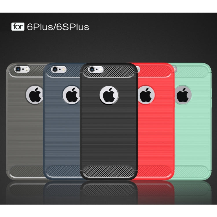 For iPhone 6 Plus & 6s Plus Brushed Texture Fiber TPU Rugged Armor Protective Case(Red) by buy2fix