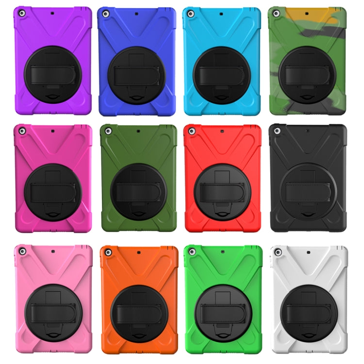 For iPad 9.7 (2018) & iPad 9.7 (2017) 360 Degree Rotation PC + Silicone Protective Case with Holder & Hand-strap(Dark Blue) - iPad 9.7 (2018) & (2017) Cases by buy2fix | Online Shopping UK | buy2fix