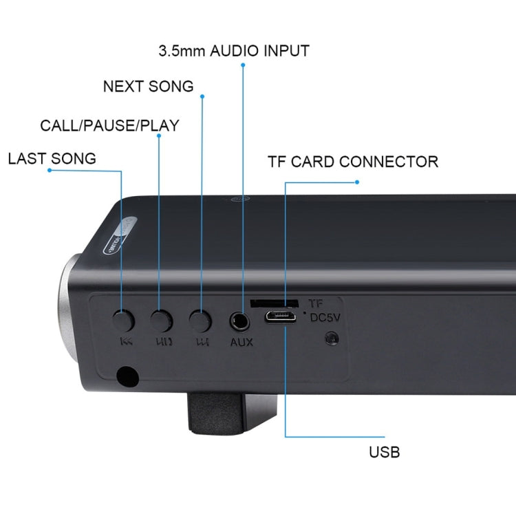 Soundbar LP-08 CE0152 USB MP3 Player 2.1CH Bluetooth Wireless Sound Bar Speaker with Remote Control(Silver) - Desktop Speaker by buy2fix | Online Shopping UK | buy2fix