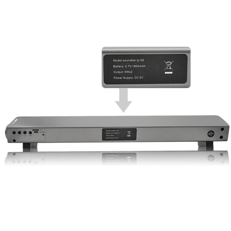 Soundbar LP-08 (CE0150) USB MP3 Player 2.1CH Bluetooth Wireless Sound Bar Speaker (Silver) - Desktop Speaker by buy2fix | Online Shopping UK | buy2fix