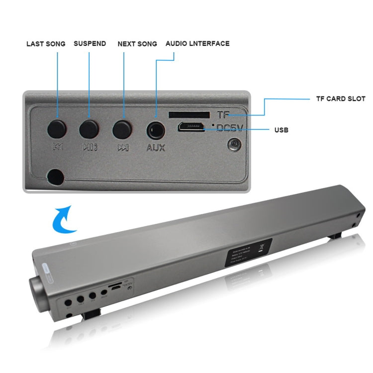 Soundbar LP-08 (CE0150) USB MP3 Player 2.1CH Bluetooth Wireless Sound Bar Speaker (Silver) - Desktop Speaker by buy2fix | Online Shopping UK | buy2fix