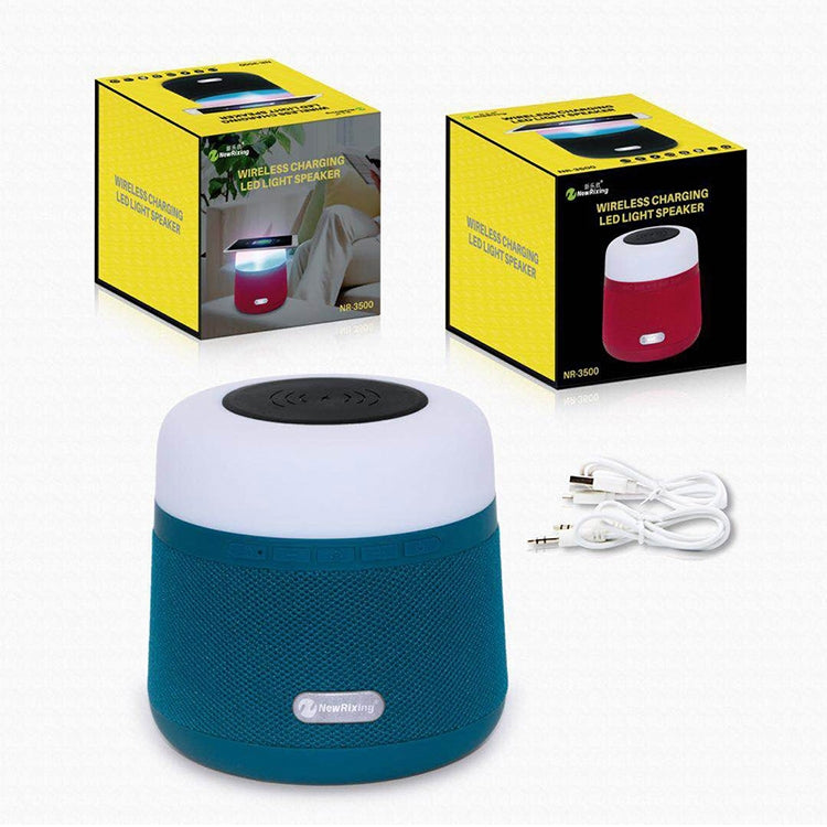 NewRixing NR-3500 Multi-function Atmosphere Light Wireless Charging Bluetooth Speaker with Hands-free Call Function, Support TF Card & USB & FM & AUX (Blue) - Desktop Speaker by NewRixing | Online Shopping UK | buy2fix