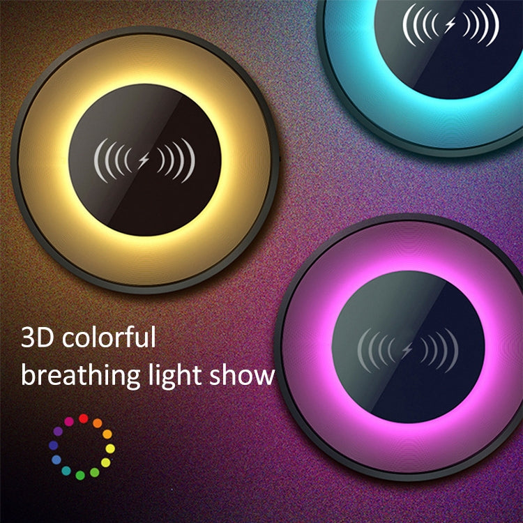 NewRixing NR-3500 Multi-function Atmosphere Light Wireless Charging Bluetooth Speaker with Hands-free Call Function, Support TF Card & USB & FM & AUX (Blue) - Desktop Speaker by NewRixing | Online Shopping UK | buy2fix