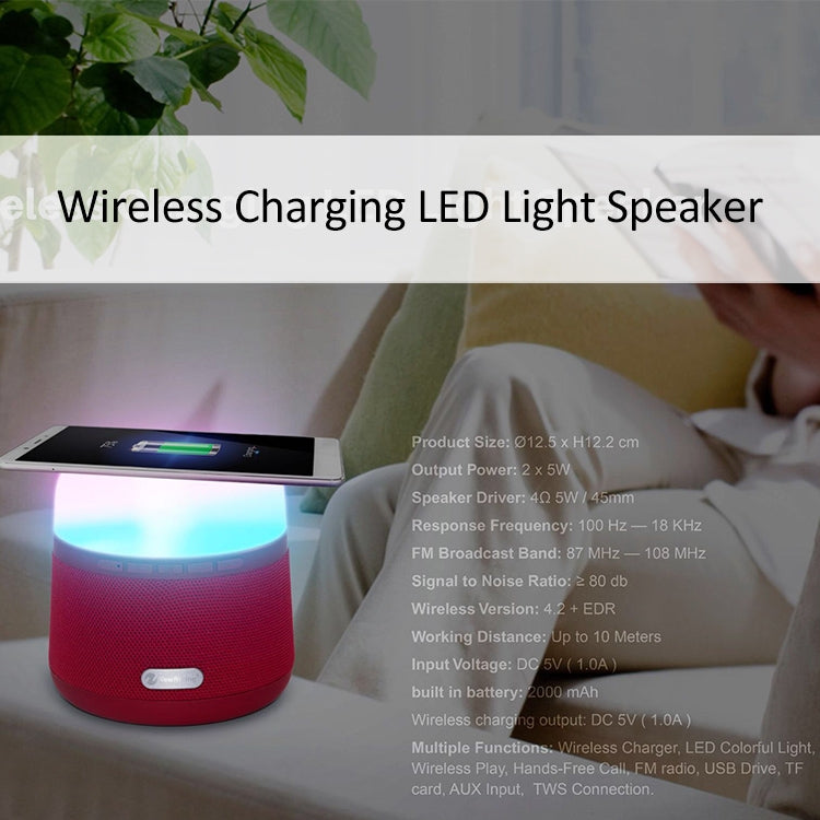 NewRixing NR-3500 Multi-function Atmosphere Light Wireless Charging Bluetooth Speaker with Hands-free Call Function, Support TF Card & USB & FM & AUX (Blue) - Desktop Speaker by NewRixing | Online Shopping UK | buy2fix