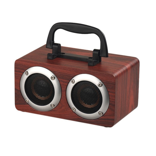 W5B Wooden Portable Dual Horn Stereo Bluetooth Speaker with Phone Holder, Support TF Card / AUX (Red) - Desktop Speaker by buy2fix | Online Shopping UK | buy2fix