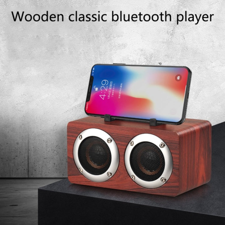 W5B Wooden Portable Dual Horn Stereo Bluetooth Speaker with Phone Holder, Support TF Card / AUX (Red) - Desktop Speaker by buy2fix | Online Shopping UK | buy2fix