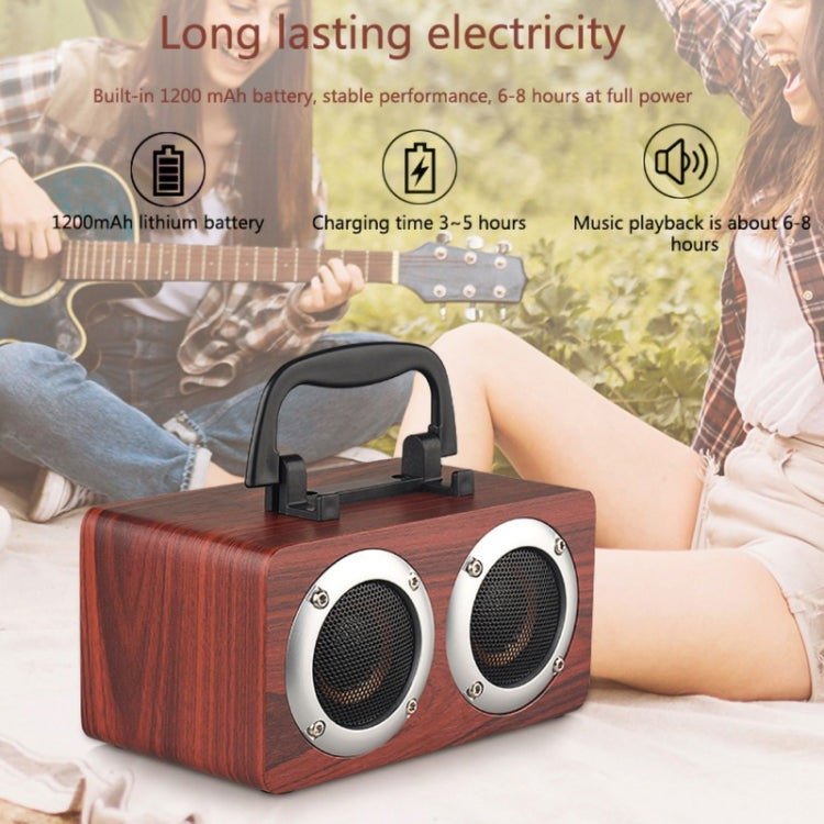W5B Wooden Portable Dual Horn Stereo Bluetooth Speaker with Phone Holder, Support TF Card / AUX (Red) - Desktop Speaker by buy2fix | Online Shopping UK | buy2fix