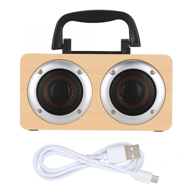 W5B Wooden Portable Dual Horn Stereo Bluetooth Speaker with Phone Holder, Support TF Card / AUX (Red) - Desktop Speaker by buy2fix | Online Shopping UK | buy2fix