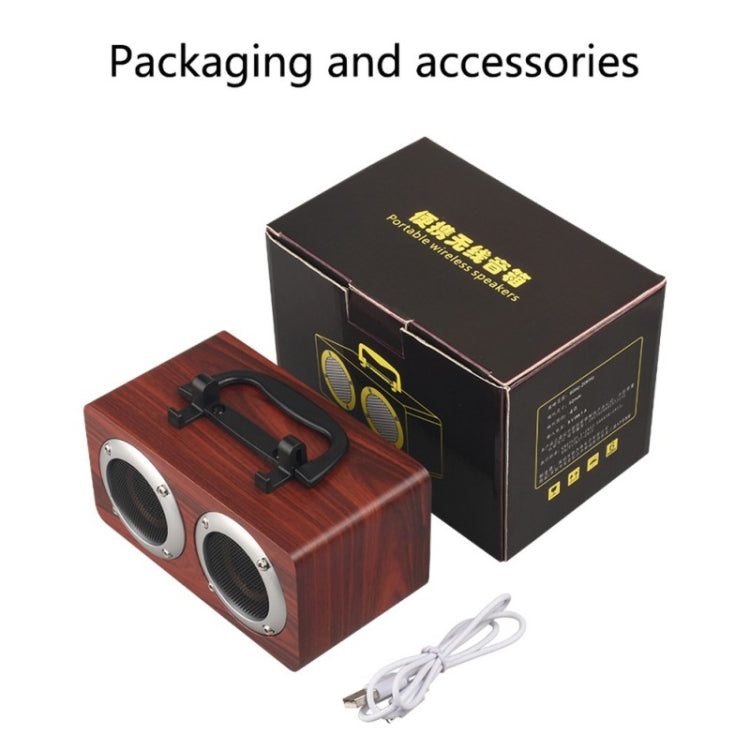 W5B Wooden Portable Dual Horn Stereo Bluetooth Speaker with Phone Holder, Support TF Card / AUX (Red) - Desktop Speaker by buy2fix | Online Shopping UK | buy2fix
