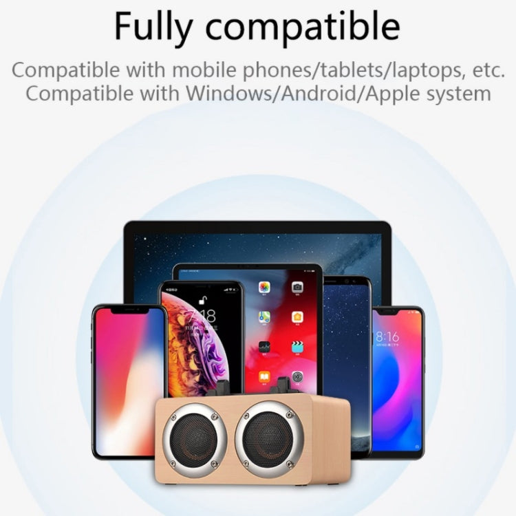 W5B Wooden Portable Dual Horn Stereo Bluetooth Speaker with Phone Holder, Support TF Card / AUX (Yellow) - Desktop Speaker by buy2fix | Online Shopping UK | buy2fix