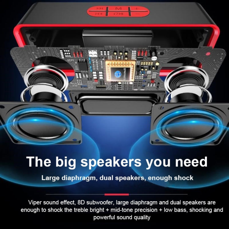 SC211 Portable Subwoofer Wireless Bluetooth Speaker Bluetooth 5.0, Support TF Card & U Disk & 3.5mm AUX (Red) - Desktop Speaker by buy2fix | Online Shopping UK | buy2fix