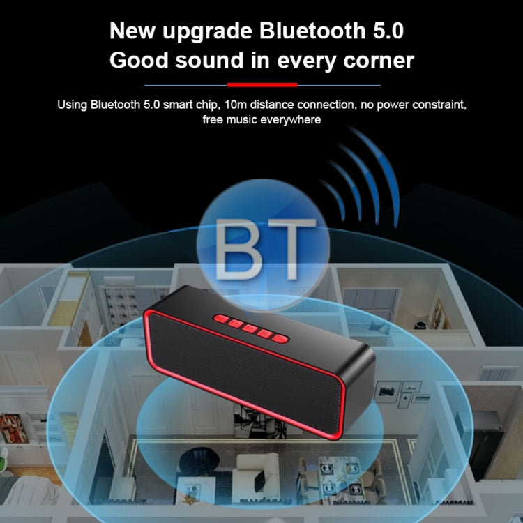 SC211 Portable Subwoofer Wireless Bluetooth Speaker Bluetooth 5.0, Support TF Card & U Disk & 3.5mm AUX (Red) - Desktop Speaker by buy2fix | Online Shopping UK | buy2fix
