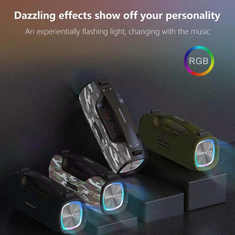 HOPESTAR A6X TWS Portable Outdoor Bluetooth Speaker with Colorful Music Lights, Support Power Bank & Hands-free Call & U Disk & TF Card & 3.5mm AUX(Camouflage Grey) - Desktop Speaker by HOPESTAR | Online Shopping UK | buy2fix