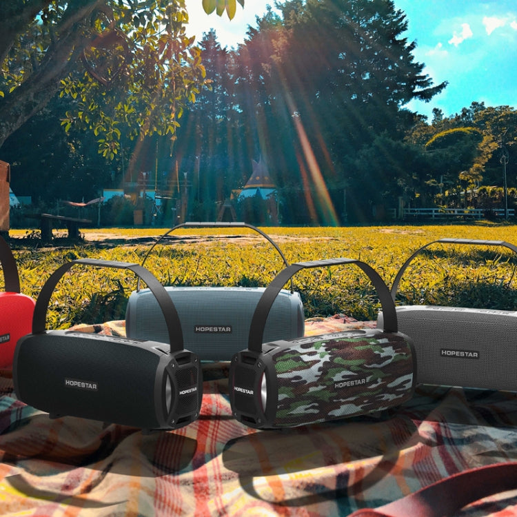 HOPESTAR H24 Pro TWS Portable Outdoor Waterproof Woven Textured Bluetooth Speaker with Rhythm Light, Support Hands-free Call & U Disk & TF Card & 3.5mm AUX & FM (Red) - Desktop Speaker by HOPESTAR | Online Shopping UK | buy2fix