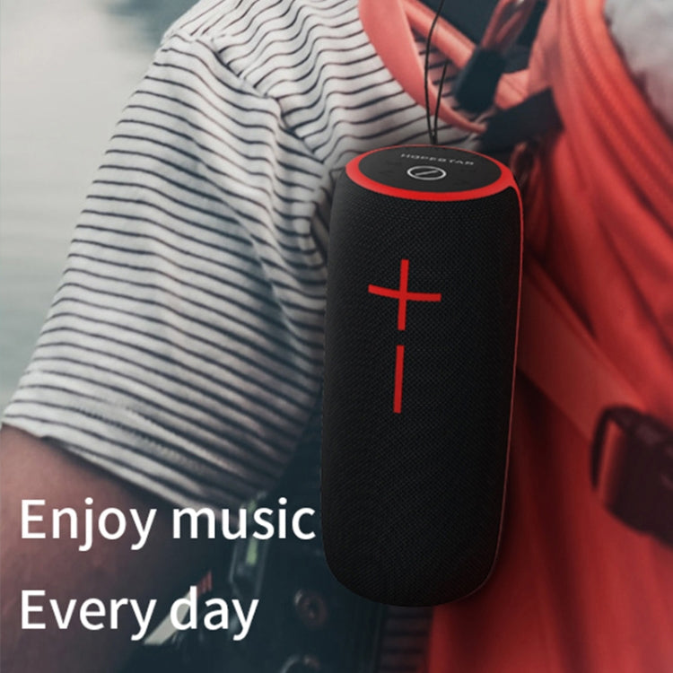 HOPESTAR P21 TWS Portable Outdoor Waterproof Woven Textured Bluetooth Speaker, Support Hands-free Call & U Disk & TF Card & 3.5mm AUX & FM (Black) - Desktop Speaker by HOPESTAR | Online Shopping UK | buy2fix