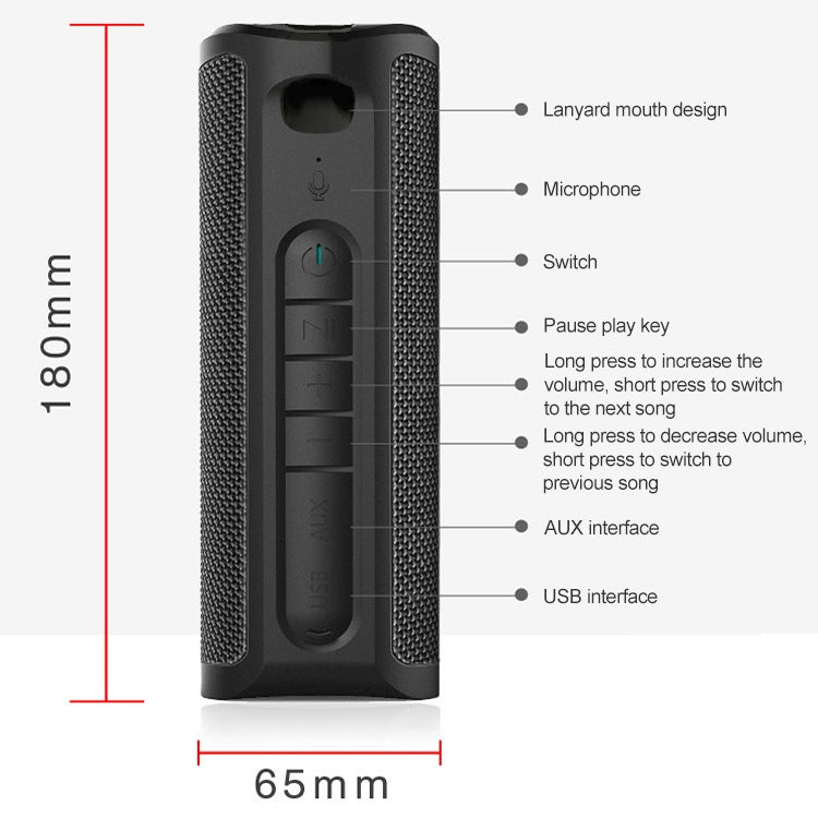 EBS-603 Portable Outdoor Waterproof TWS Audio 3D Surround Wireless Bluetooth Speaker (Black) - Waterproof Speaker by buy2fix | Online Shopping UK | buy2fix