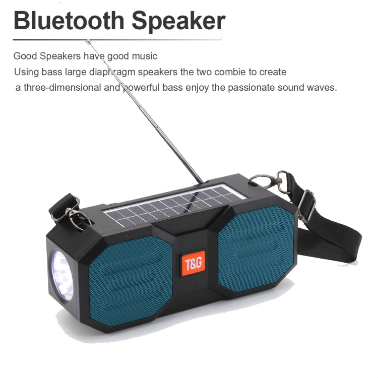 T&G TG634 Outdoor Solar Power Bluetooth Wireless Speaker with FM / Flashlight / TF Card Slot (Black) by T&G