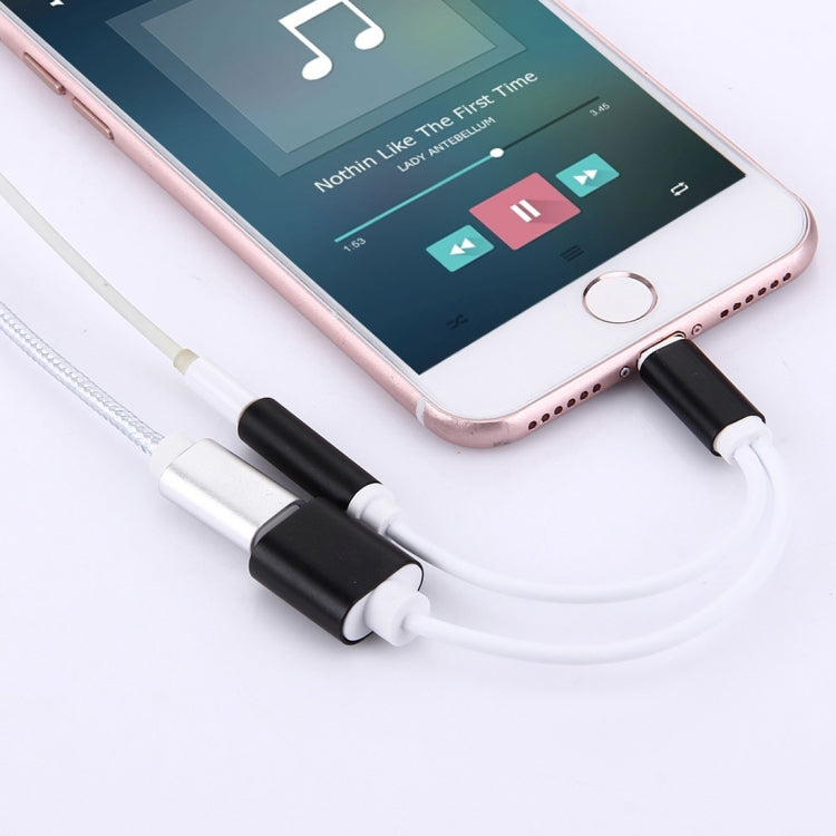10cm 8 Pin Female & 3.5mm Audio Female to 8 Pin Male Charger Adapter Cable, Support All IOS Systems(Black) - Earphone Adapter by buy2fix | Online Shopping UK | buy2fix