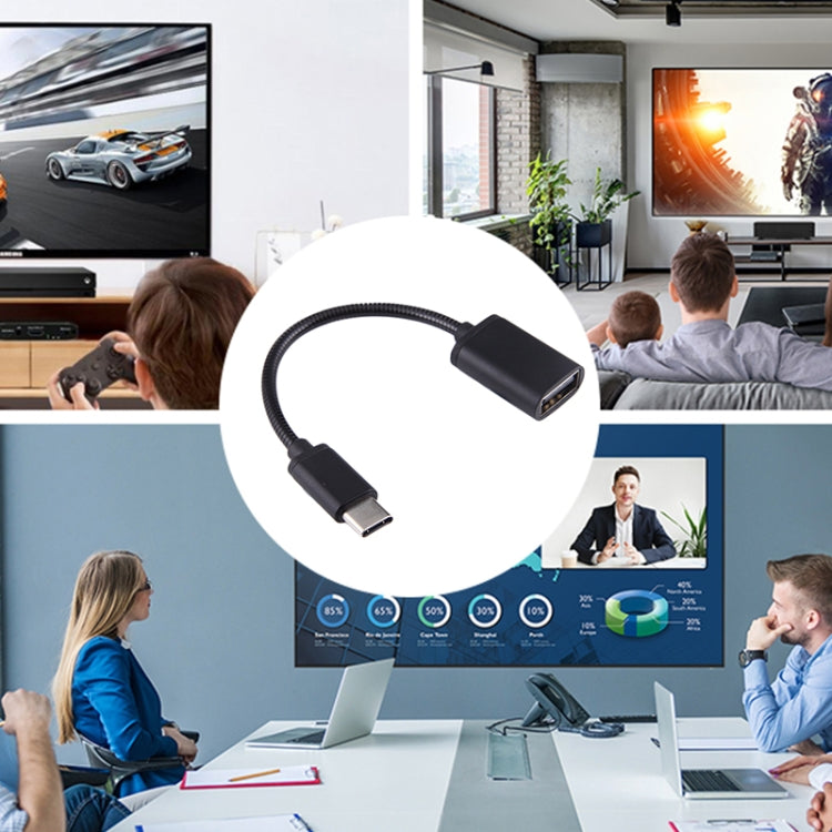 8.3cm USB Female to Type-C Male Metal Wire OTG Cable Charging Data Cable(Silver) - OTG Adapter by buy2fix | Online Shopping UK | buy2fix