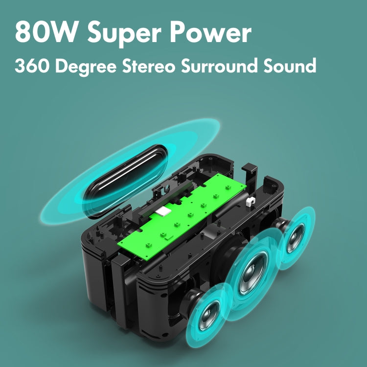 XDOBO X8 Plus 80W Wireless Bluetooth Speaker Outdoor Subwoofer Support TWS & TF Card & U Disk (Black) - Desktop Speaker by XDOBO | Online Shopping UK | buy2fix