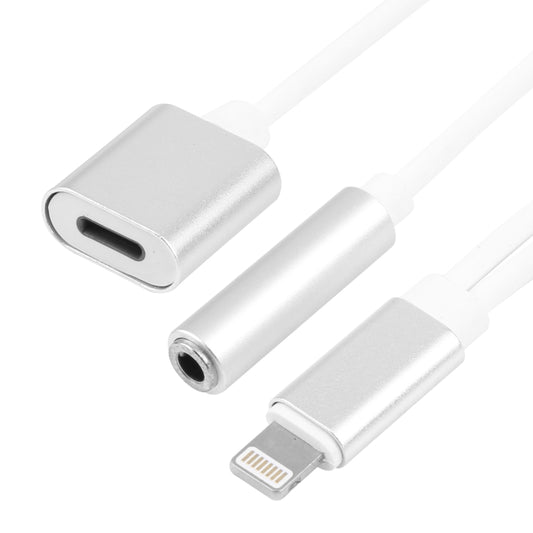 10cm 8 Pin Female & 3.5mm Audio Female to 8 Pin Male Charger Adapter Cable, Support All iOS System(Silver) by buy2fix