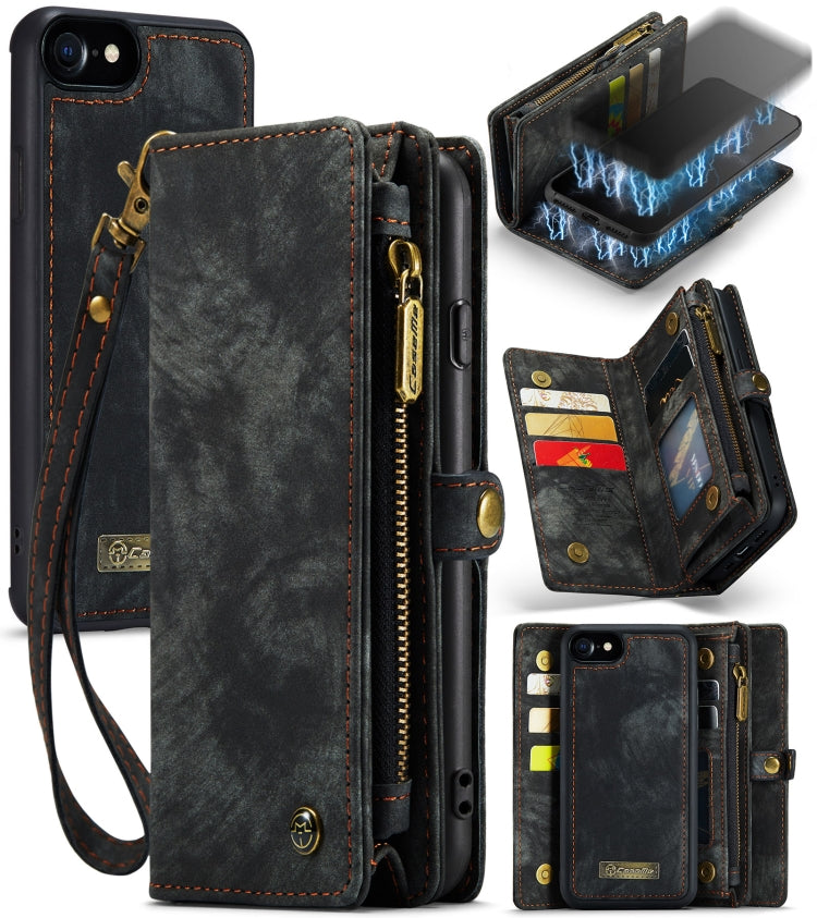 CaseMe for iPhone 8 & 7 Multifunctional Leather Billfold with Detachable Magnetic PC Back Protective Case & Holder & 10 Card Slots & 3 Cash Slots & 1 Zipper Wallet & 2 Photo Frames & 3 Magnetic Clasps(Black) - More iPhone Cases by CaseMe | Online Shopping UK | buy2fix