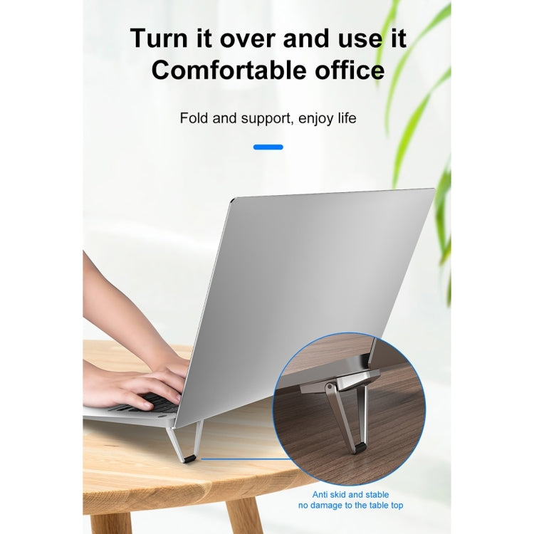 2 PCS R-JUST BJ01 Universal Stickable Shield Shape Laptop Foldable Stand(Silver) - MacBook Holder by R-JUST | Online Shopping UK | buy2fix
