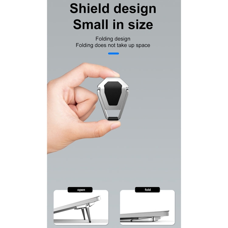 2 PCS R-JUST BJ01 Universal Stickable Shield Shape Laptop Foldable Stand(Silver) - MacBook Holder by R-JUST | Online Shopping UK | buy2fix