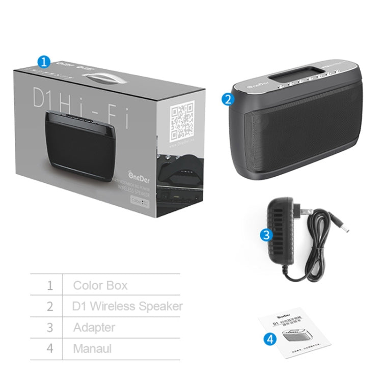 OneDer D1 60W Portable HiFi Bass Wireless Bluetooth Speaker, Support Hands-free / USB / AUX / TF (Grey) - Desktop Speaker by OneDer | Online Shopping UK | buy2fix