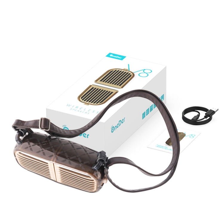 Oneder V8 Magnetic Suction Pair Stereo Sound Box Wireless Bluetooth Speaker with Strap, Support Hands-free & TF Card & AUX & USB Drive(Bronze) by OneDer