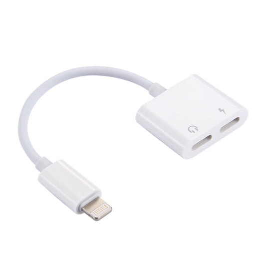 2 in 1 8 Pin Male to 8 Pin Charging + 8 Pin Audio Female Earphone Adapter with Call Function, Support IOS 10.3.1 or Above(White) by buy2fix