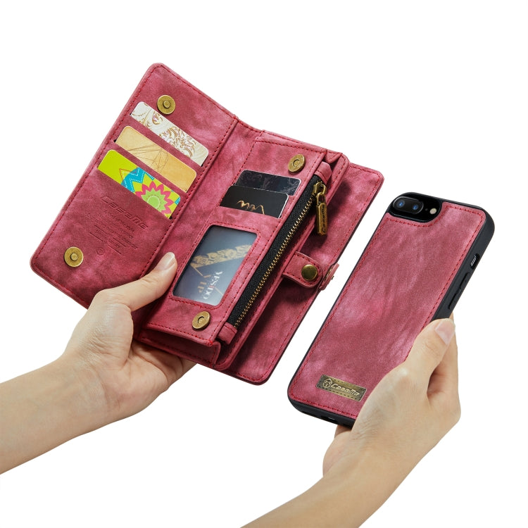 CaseMe for iPhone 8 Plus & 7 Plus Multifunctional Leather Billfold with Detachable Magnetic PC Back Protective Case & Holder & 11 Card Slots & 3 Cash Slots & 1 Zipper Wallet & 2 Photo Frames & 3 Magnetic Clasps(Red) - More iPhone Cases by CaseMe | Online Shopping UK | buy2fix